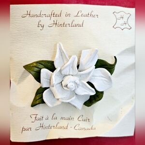 Vintage 1950s Handmade Tooled Leather Flower Brooch